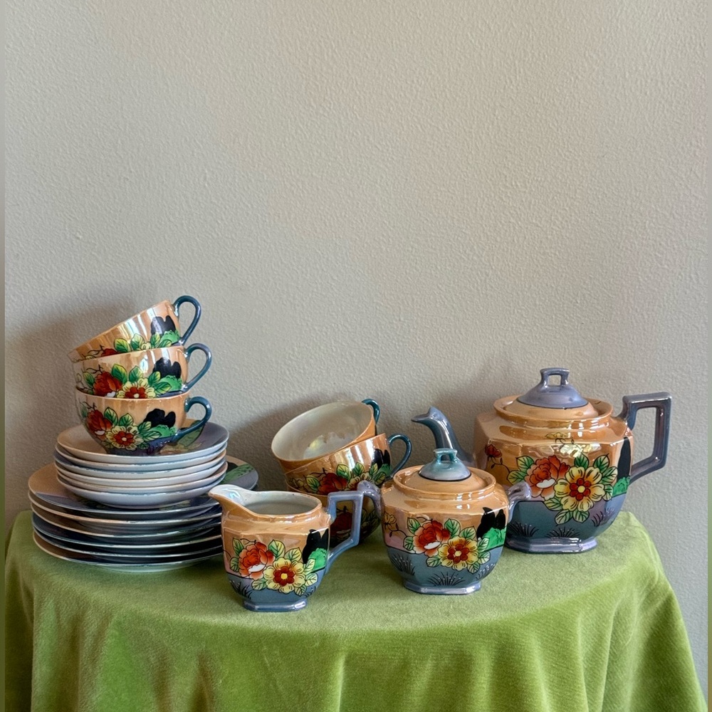Vintage iridescent Lusterware tea service
